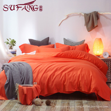 Proveedor de ropa de cama de hotel de alta calidad 100% Cotton60s Juego de sábanas de cama de color naranja amarillo liso
